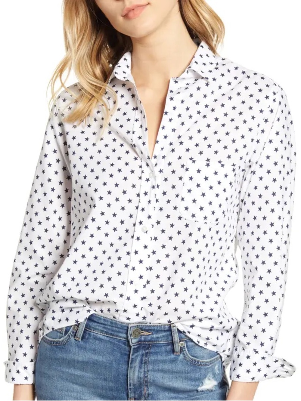 Grayson White Star-Print Button-Down Shirt